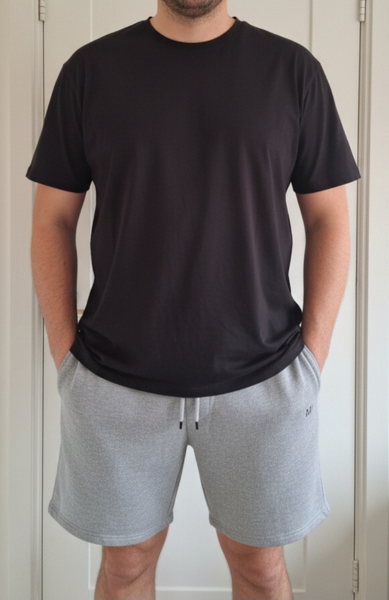 Pantalones cortos para hombre XXL gris boohoo elástico lazo cintura hasta la rodilla #casual #ligero