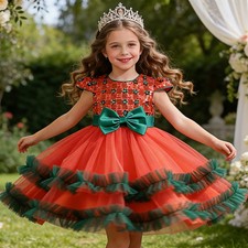 Flower Girls Princess Tutu Dress Kids Sequins Wedding Party Gown Pageant Gown