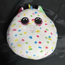 TY Harmonie The Unicorn Squish-A-Boo 8” - Mainly white - multi coloured design