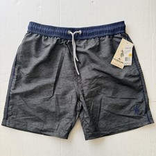 NWT US Polo Assn Men's Medium Elastic Drawstring Swim Shorts Heather Gray