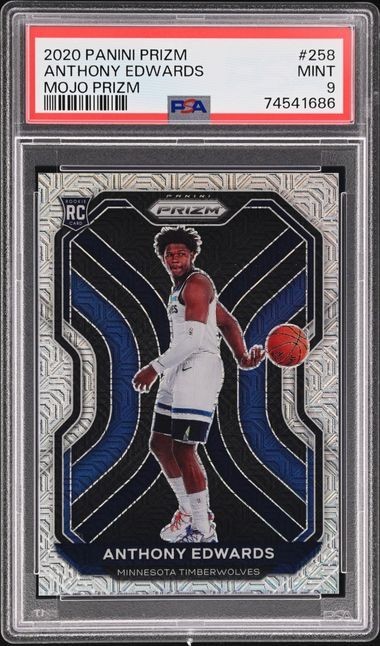 Anthony Edwards Mojo Prizm Rookie /25 2020 Panini #258 PSA 9 RC Timberwolves