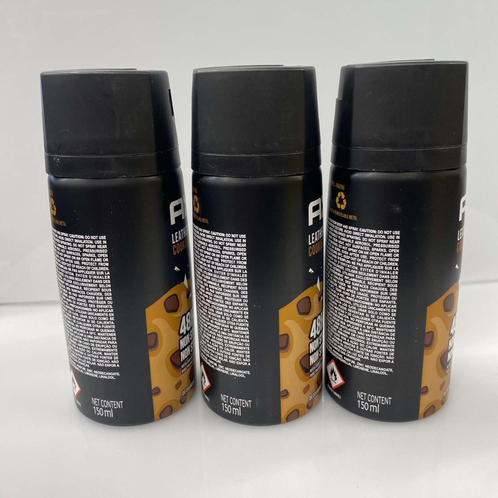 3X Axe Leather and Cookies Deodorant 48hrs Body Spray 150ml /5.07 Fl Oz