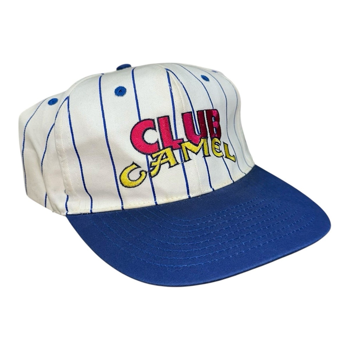 CLUB CAMEL 帽子90s Vintage cap 古着 USED Vintage 90s Club Camel Member Pinstripe Snapback Hat White