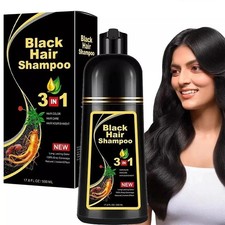 Black Hair Dye Shampoo 3 in 1 Instant Color Herbal Ingredients for Men/Women
