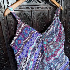 NEW Plus Size Swim Dress Womens 20 1X D/DD Underwire Paisley Purple Boho NWT