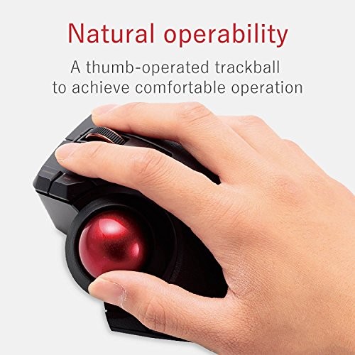 ELECOM Trackball Mouse/Thumb/8 Buttons/Wired/Wireless/Bluetooth/Black - Picture 2 of 7