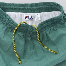 Vintage 90s Mens Fila Track Pants Nylon Athletic Pants Size M Green Windbreaker
