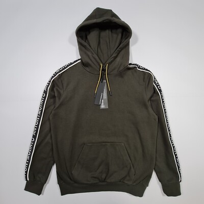 Antony Morato Mens Hoodie Green XL Long Sleeve Tape Logo Cotton Pullover Top