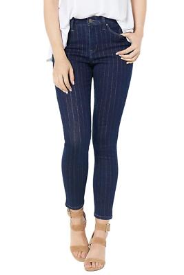 Laurie Felt Metallic Pin-Stripe Ankle Jeans Indigo