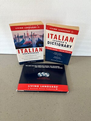 Living Language Learn ITALIAN Basic Coursebook Dictionary 3 CD s 2005 paperbacks