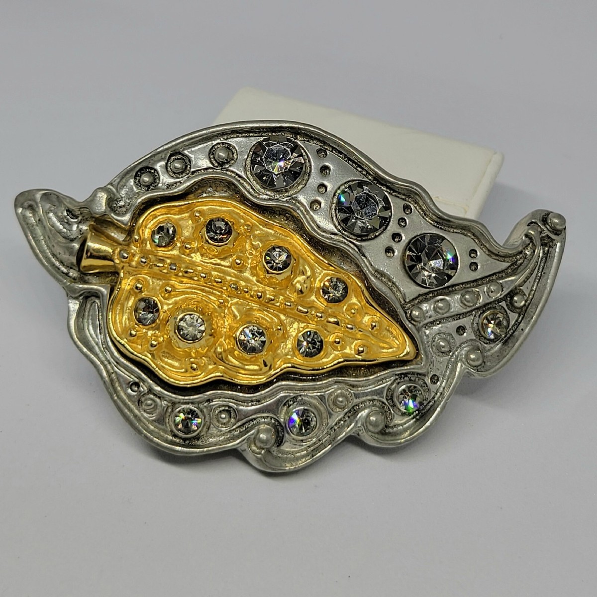 Connie Bates Farenheit Custom Belt Crystal Stones Jeweled Buckle Glam Rock‎ VTG Statement Belt Buckle Rhinestone Gold Silver Fahrenheit  main image 4