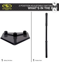 Athletic Works 3-Position Adjustable Batting Tee for Baseballs Softball Portable