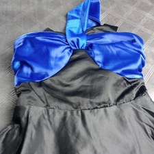 Miss Ord One Shoulder Prom Formal Satin Gown Dress Sz M Blue Black NEW  Hi Low