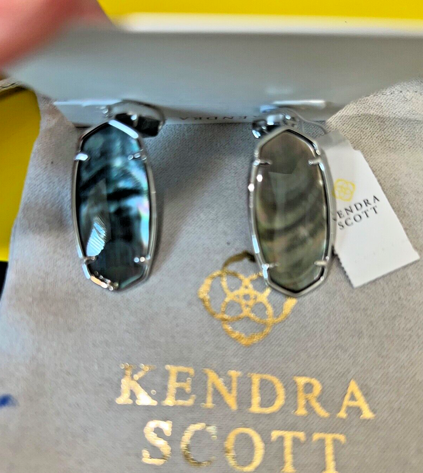Kendra Scott Elle Custom Statement Earrings Silver & Black Mother of