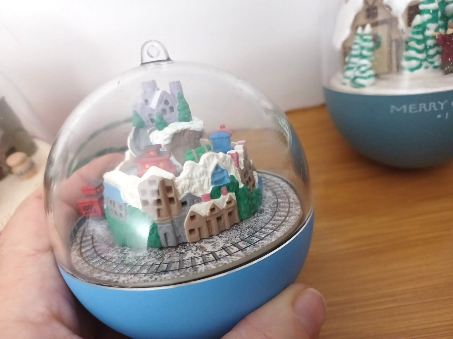 Hallmark Keepsake Christmas Ornament Magic Light And Motion bears ,train ,cabin