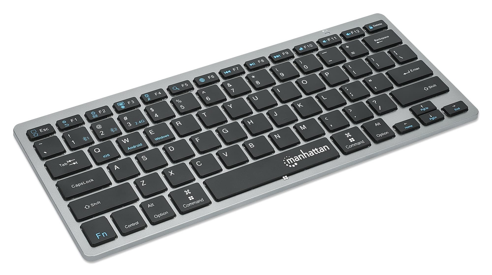 Manhattan 180559 Elegant Design Ultra Slim Dual-Mode Wireless Keyboard Black/Sil