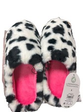 Wonder Nation Fur Scuff Blkwht Slippers size 6