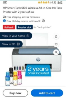 HP Smart Tank 5102 Wireless All-in-One Ink Tank Printer-Used/Great Condition