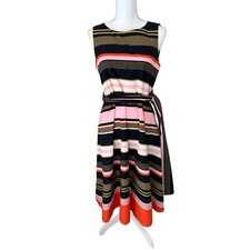 Ann Taylor Ultimate Striped Midi Tie Dress Size Medium EUC