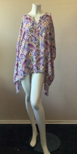 Westbound blau rosa Paisley Boho Bauernoberteil Tunika Bluse Gr. 1X