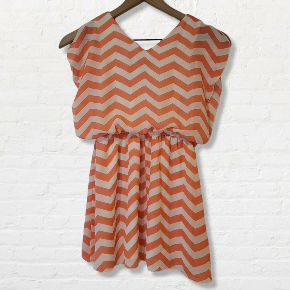 Speechless платье персиковый и белый шеврон девочек размер маленький раздельный рукав - Изображение 2 из 4