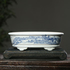 very rare  oval " 色絵山水陶磁 " Traditional Tokoname bonsai pot very good Japan