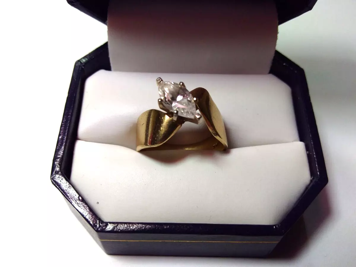 14KP karat plumb Yellow Gold Ring with CZ stone Size 9 1 4 eBay