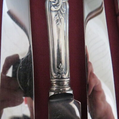 12 Couteaux de table métal argenté & Inox Modèle Louis XV Régence style