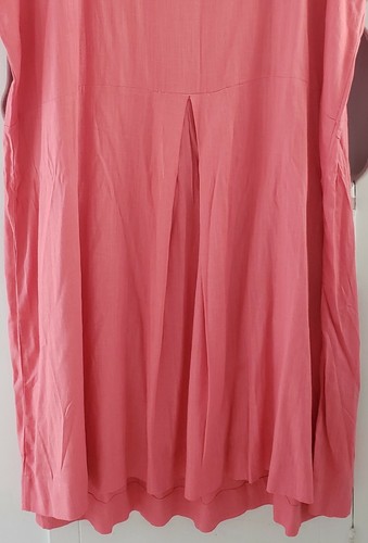 Size 34 Dress Coral Orange Linen Blend Sleeveless Midi Casual Pullover Shift - Picture 10 of 12