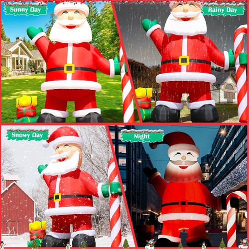 10M Giant Inflatable Santa Claus with Light Strip Fit Xmas Outdoor Holiday Decor - Picture 9 of 10