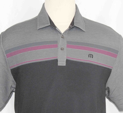 Travis Mathew Striped Cotton Polyester Golf Polo Shirt Mens Size Large - Picture 2 of 4