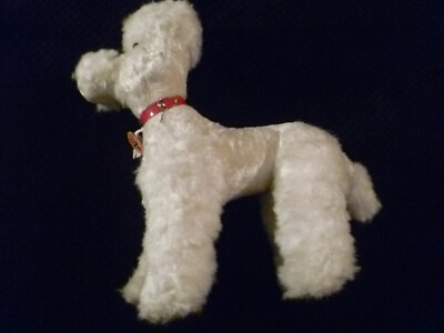 BARBONCINO BIANCO PELUCHE GZB VINTAGE ANNI 60 BUONO STATO 23 X 38