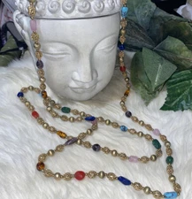 Miriam Haskell 60 inch Opera Style Mixed Glass Over The Rainbow Colors! MINT! B9