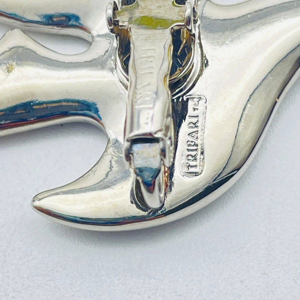 Pendientes firmados por TRIFARI esmalte púrpura pájaro paloma diseño bisutería vintage Foto 3 de 4