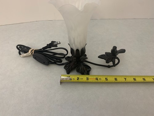 Bird Tulip Nightlight Table Lamp - White Tulip Shade - 8" Tall - Dark Bronze - Picture 6 of 7
