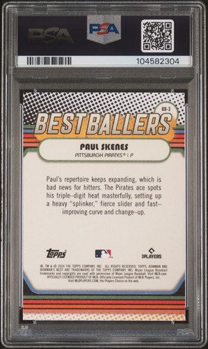 2024 Bowman's Best Paul Skenes Best Ballers Rookie RC #BB3 Pirates PSA 9 - Picture 2 of 2