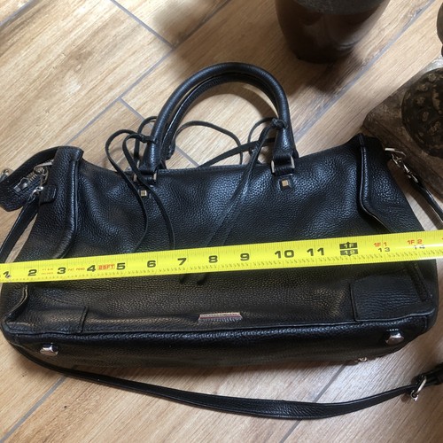 Rebecca Minkoff Soft Black Pebbled Leather/Satchel Crossbody Handbag W/Fringe - Picture 7 of 9