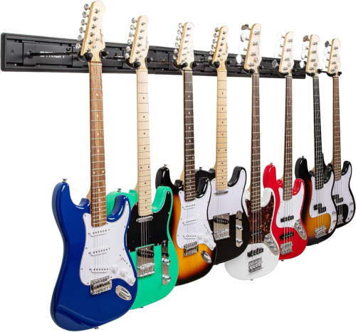 Guitar Wall Mount Hangers for Multiple Guitars, Holds 8 Guitars, Strong Aluminum - Afbeelding 1 van 10