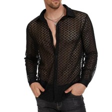 Men's Shirt Fashion Printed Large Size Long Sleeve Loose Shirt Casual Tops Party