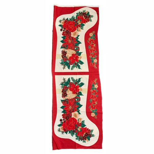 Cut Sew Christmas Stocking Fabric Panel Poinsettia Victorian Holiday Crafts Vtg - Picture 2 of 2