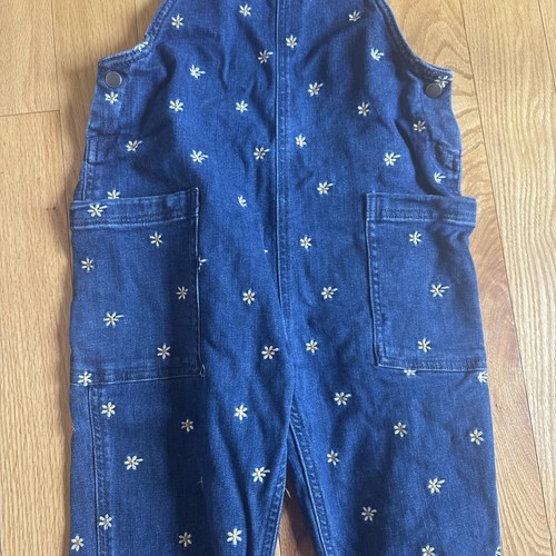 Girls Hanna Andersson Jean Overalls Embroidered Daisys 140 US Girl Size 10 - Picture 2 of 5