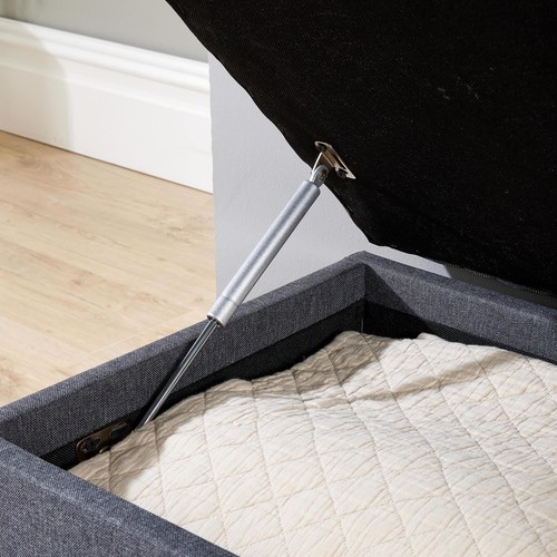 Storage Ottoman Dark Grey Padded Seat Buttoned Detailing Metal Legs Organised - Picture 7 of 12