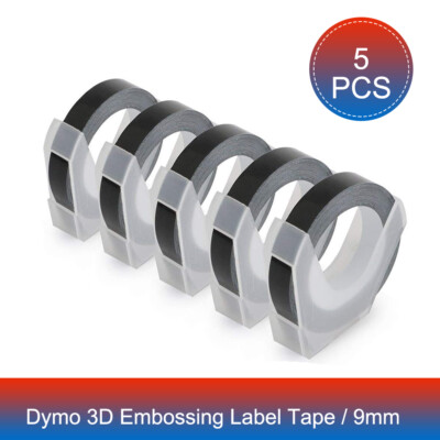5PK For DYMO Organizer Xpress Label Maker 3D Embossing Tape 520109 Black 3/8''