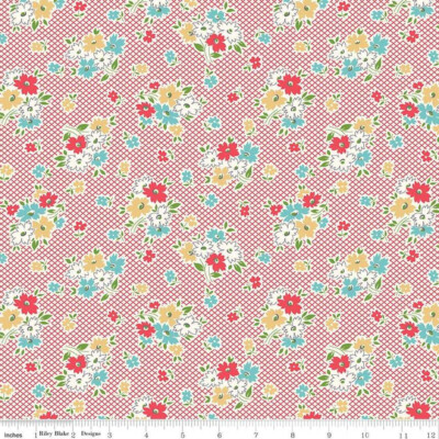 1/4 Yard 9x42 Riley Blake ''Farm Girl Vintage'' Main Red Quilt Cotton Lori Holt