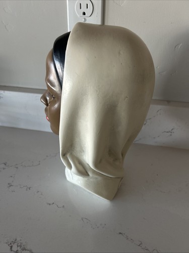 Vtg MCM MARWAL Chalkware Bust Middle Eastern Woman India Headscarf Hijab 10.5" H - Picture 3 of 11