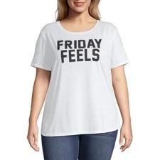 Freeze Friday Feels Women's Round Neck White T-Shirt Women's 1X