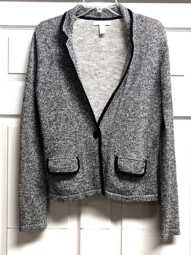 Banana Republic große Strickjacke Pullover meliert schwarz metallic - Bild 1 von 3