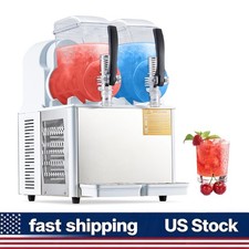 Self-Cleaning Dual 4L Commercial Slushie Machine, 370W, 7.2L, Carbon Steel Hand