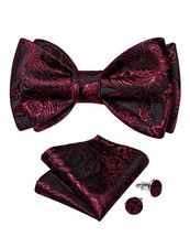 Mens Bowtie Adjustable Self Bow Tie Animal Snow Hanky Cufflinks Set Wedding