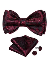 Mens Bowtie Adjustable Self Bow Tie Animal Snow Hanky Cufflinks Set Wedding